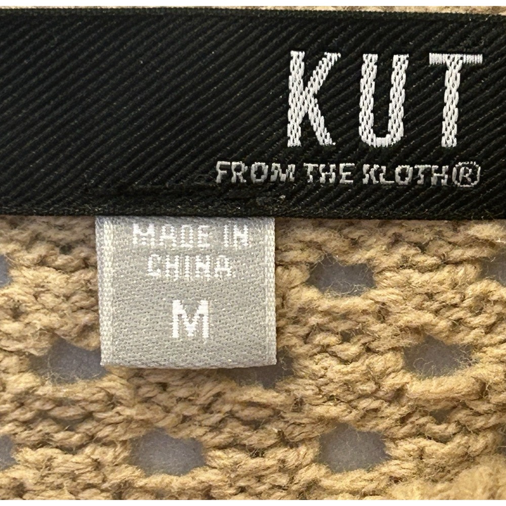 Kut from the Kloth Tan Knit Sweater Women's Sz M Pullover Long Sleeve Open Weave - Picture 3 of 8